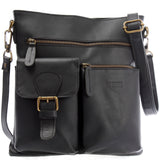 Umhängetasche Schultertasche Ledertasche Leder schwarz LE3084