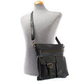 Umhängetasche Schultertasche Ledertasche Leder schwarz LE3084