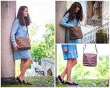 Umhängetasche Schultertasche Damentasche Ledertasche Leder vintage-braun LE3076