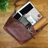 Umhängetasche Schultertasche Freizeittasche Leder braun LE3050