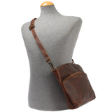 Umhängetasche Schultertasche Freizeittasche Leder braun LE3050