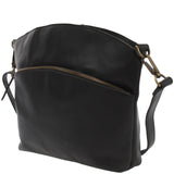 Umhängetasche Schultertasche Freizeittasche Leder schwarz LE3050