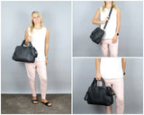 Umhängetasche Schultertasche Henkeltasche Damentasche Aktentasche Buisnesstasche Leder schwarz LE3065