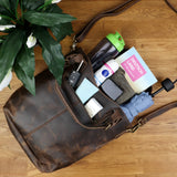 Umhängetasche Schultertasche Henkeltasche Damentasche Leder schlamm LE0054