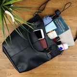 Umhängetasche Schultertasche Henkeltasche Damentasche Leder schwarz LE0054