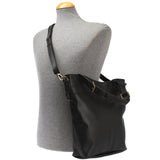 Umhängetasche Schultertasche Henkeltasche Damentasche Leder schwarz LE0054