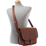 Umhängetasche Schultertasche Freizeittasche Büffelleder braun LE3085