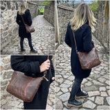 Umhängetasche Schultertasche Ledertasche Leder braun LE0058
