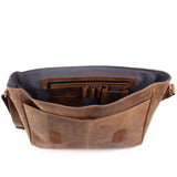 große Umhängetasche Schultertasche Messenger Bag Aktentasche Businesstasche Leder vintage braun LE3064