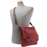 Umhängetasche Ledertasche Damen Schultertasche Wildleder bordeaux LE3027