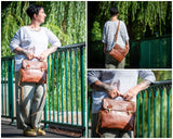 kleine Umhängetasche Schultertasche Damen und Herren Leder braun LE3079