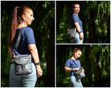 Umhängetasche Schultertasche Damen Herren Used Look Leder dunkelbraun LE3072