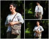 Umhängetasche Schultertasche Damen Herren Used Look Leder schlamm LE3072