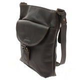 Umhängetasche Schultertasche Damen Herren Used Look Leder dunkelbraun LE3072