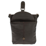 Umhängetasche Schultertasche Damen Herren Used Look Leder dunkelbraun LE3072