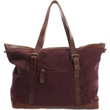 Weekender Reisetasche Shopper Damen Herren Leder Canvas bordeaux LE2013