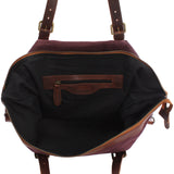 Weekender Reisetasche Shopper Damen Herren Leder Canvas bordeaux LE2013