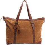 Weekender Reisetasche Shopper Damen Herren Leder Canvas cognac LE2013