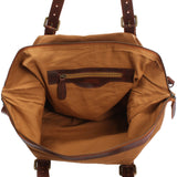 Weekender Reisetasche Shopper Damen Herren Leder Canvas cognac LE2013