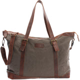 Weekender Reisetasche Shopper Damen Herren Leder Canvas grau LE2013