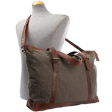 Weekender Reisetasche Shopper Damen Herren Leder Canvas grau LE2013