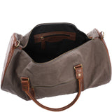 Weekender Reisetasche Sporttasche vintage Leder Canvas 53cm grau LE2004