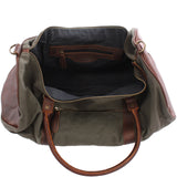 Weekender Reisetasche Sporttasche vintage Leder Canvas 53cm grün LE2004