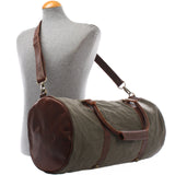 Weekender Reisetasche Sporttasche vintage Leder Canvas 53cm grün LE2004
