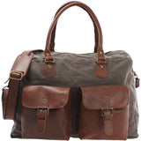 Reisetasche Weekender Handgepäck Canvas Leder 47cm grau LE2012