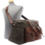 Reisetasche Weekender Handgepäck Canvas Leder 47cm grau LE2012