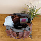 Reisetasche Weekender Handgepäck Canvas Leder 47cm grau LE2012