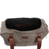 Weekender Sporttasche Reisetasche Damen Herren Leder Canvas 55cm grau LE2014