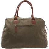 Weekender Handgepäck Reisetasche Canvas Leder 47cm grün LE2012