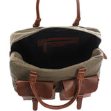 Weekender Handgepäck Reisetasche Canvas Leder 47cm grün LE2012