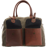 Weekender Handgepäck Reisetasche Canvas Leder 47cm grün LE2012