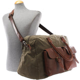 Weekender Handgepäck Reisetasche Canvas Leder 47cm grün LE2012