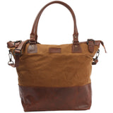 XXL Shopper Schultertasche Beuteltasche Leder Canvas cognac LE2005