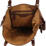 XXL Shopper Schultertasche Beuteltasche Leder Canvas cognac LE2005