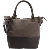 XXL Shopper Schultertasche Beuteltasche Leder Canvas grau LE2005