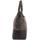 XXL Shopper Schultertasche Beuteltasche Leder Canvas grau LE2005