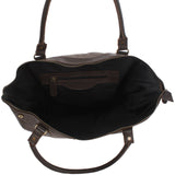 XXL Shopper Schultertasche Beuteltasche Leder Canvas grau LE2005