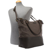 XXL Shopper Schultertasche Beuteltasche Leder Canvas grau LE2005