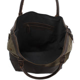 XXL Shopper Schultertasche Beuteltasche Leder Canvas grün LE2005