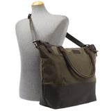 XXL Shopper Schultertasche Beuteltasche Leder Canvas grün LE2005