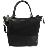 XXL Shopper Schultertasche Beuteltasche Leder Canvas schwarz LE2005