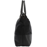 XXL Shopper Schultertasche Beuteltasche Leder Canvas schwarz LE2005