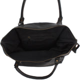 XXL Shopper Schultertasche Beuteltasche Leder Canvas schwarz LE2005