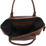 XXL Shopper Schultertasche Beuteltasche Leder Canvas mokka LE2005