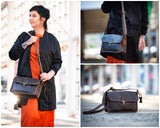 Schultertasche Umhängetasche Damen Leder gewachstes Rindsleder schlamm LE3044