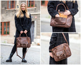 Schultertasche Henkeltasche Damentasche Handtasche Leder braun LE0050